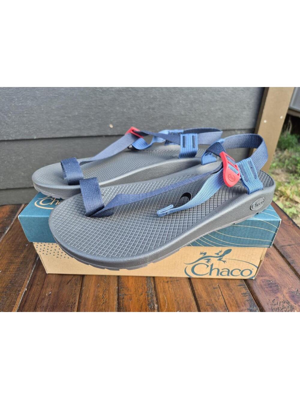 Chaco Bodhi Mens New Black Blue $100 MSRP Sandals Slides Flip Flops Size 8